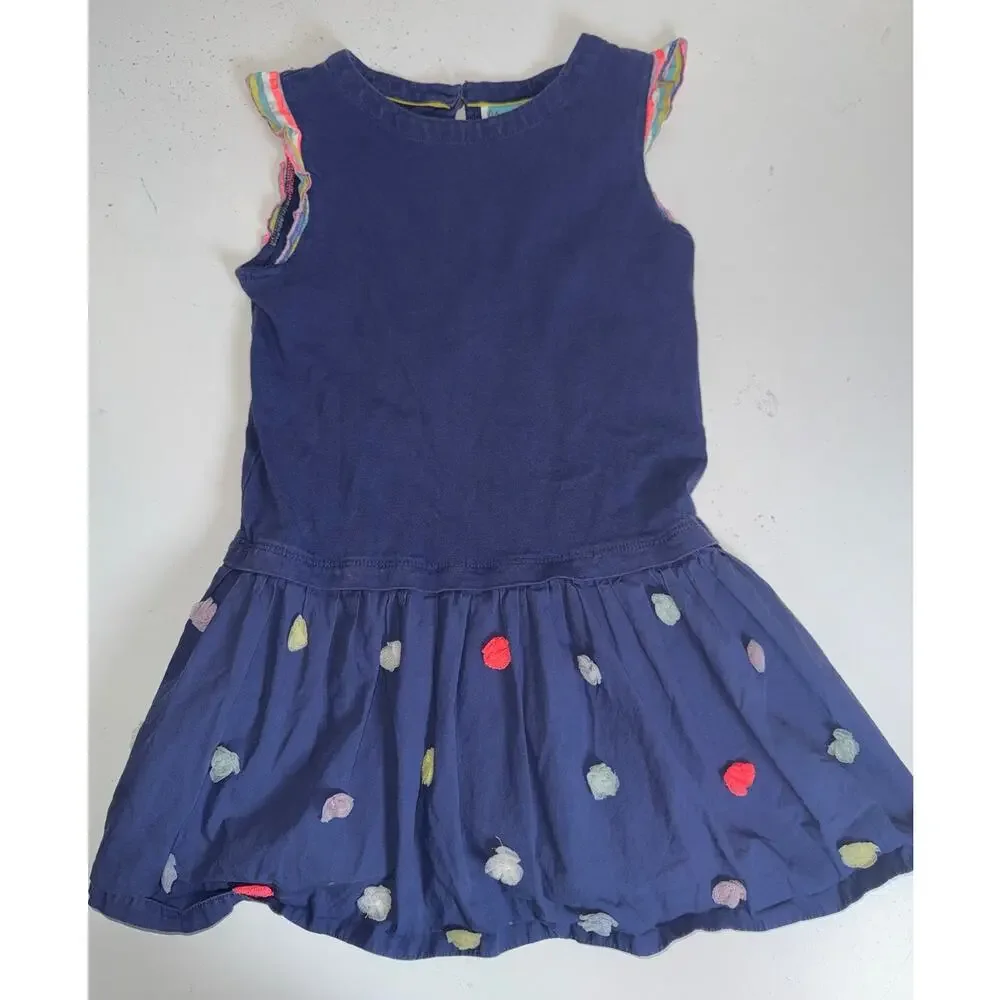 Mini Boden Girls Sz 6 Bundle Lot Blue Pom Pom Dress Linen Pants Polka Dot Shorts
